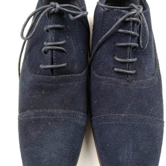 NEW WOB JOSEPH ABBOUD COLLECTION Oxford Shoes SIZE 8.5 M Blue Suede Solid - Picture 3 of 7
